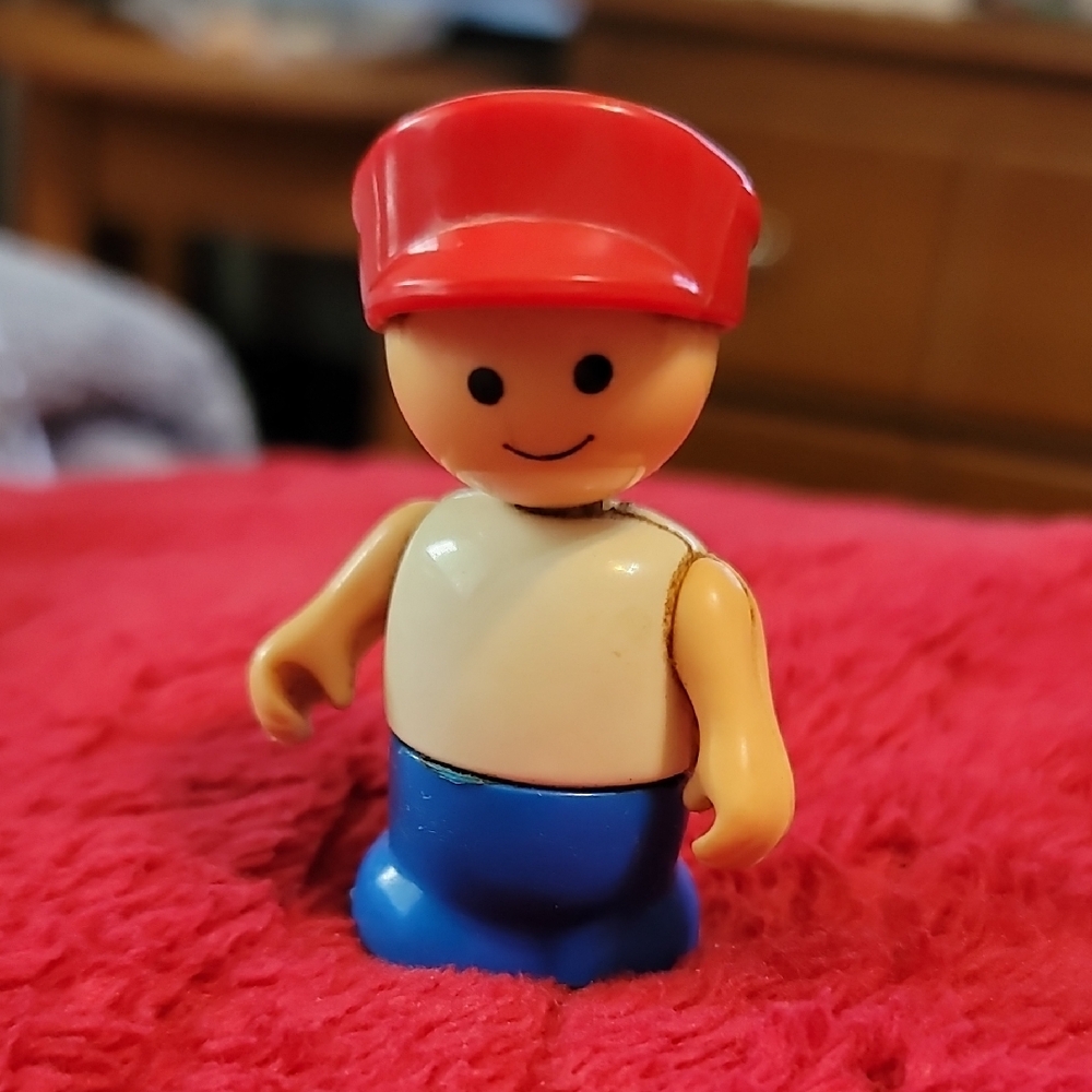 Vintage Fisher Price Little People Boy with Red Hat.